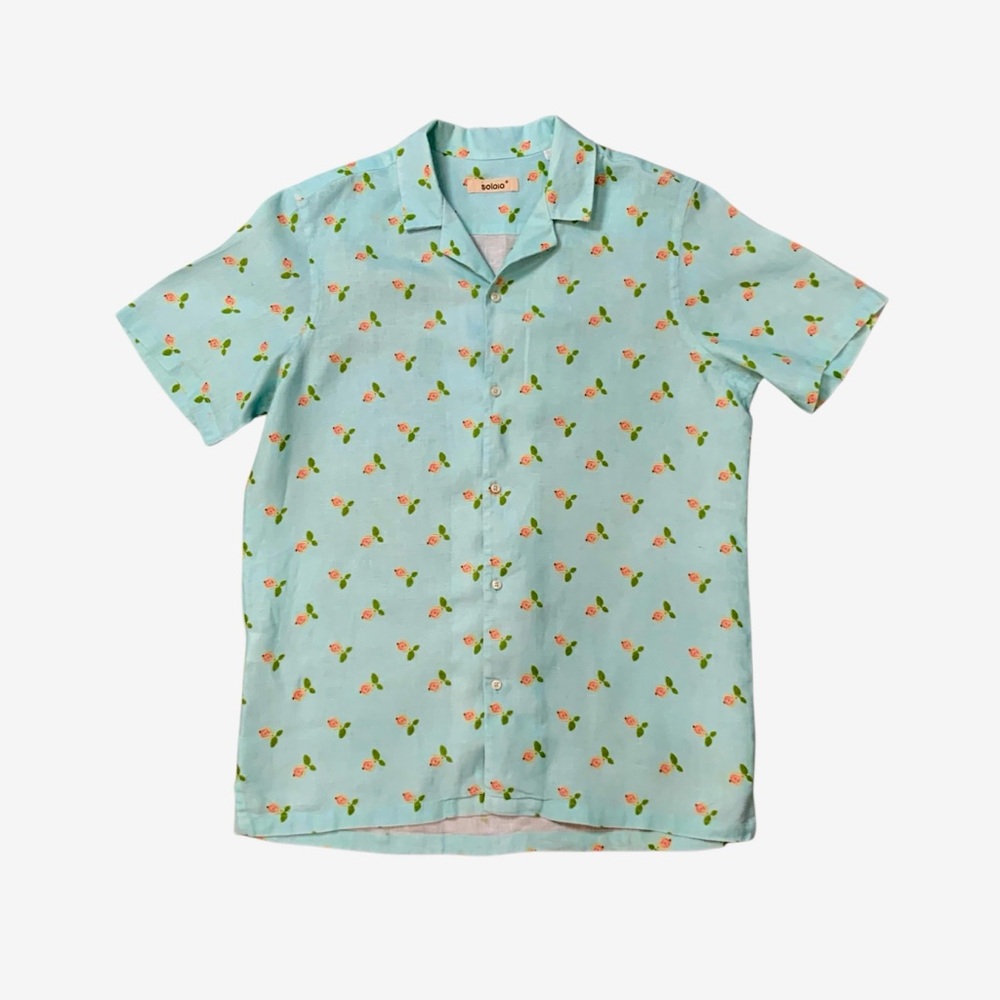 Soloio Linen Short Sleeve Shirt Size Large